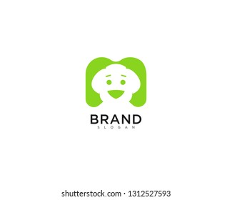 Vector trendy minimalistic dog head logo in flat style - Vector