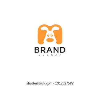 Vector trendy minimalistic dog head logo in flat style - Vector