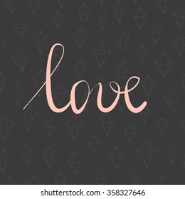Vector trendy minimalistic love card for Valentine's day, wedding, posters, cards, t-shirt design. Includes triangle seamless pattern.