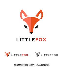 Vector trendy minimalistic red fox head logo in flat style