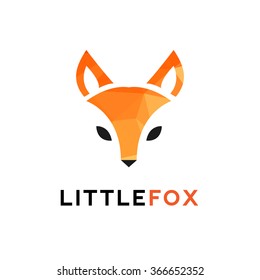 Vector trendy minimalistic red fox head logo in polygonal style. Brand sign
