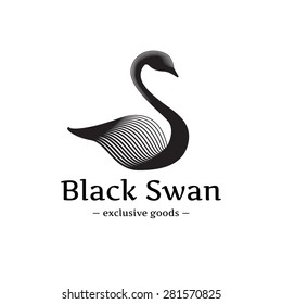 Vector trendy minimalistic swan logo. Beautiful black swan logotype