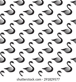 Vector trendy minimalistic swan seamless pattern. Beautiful black swan background