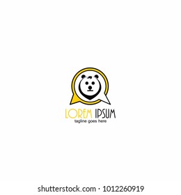 Vector trendy minimalistic yellow geek panda