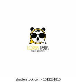 Vector trendy modern yellow geek panda