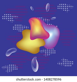 Vector of trendy multicolored digital art background with  abstract liquid shapes,splash,striped spots and square
