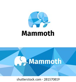 Vector trendy polygonal minimalistic mammoth logo. Low poly logotype