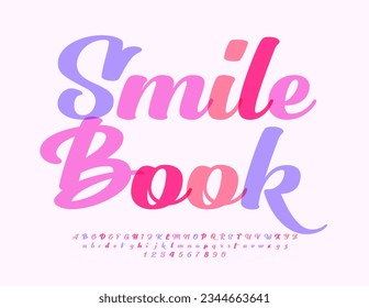 Vector trendy poser Smile Book. Cute watercolor Font. Handwritten Alphabet Letters and Numbers set