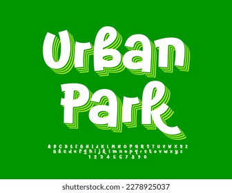 Vector trendy poster Urban Park with handwritten layered Font. Unique Alphabet Letters, Numbers and Symbols set