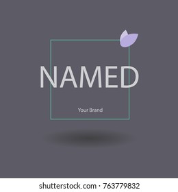 Vector trendy purple green icon and logo on a dark black background for beauty salon, spa massage studio, cosmetics, fashion. Sign, label, identity, emblems, template for business brand. 