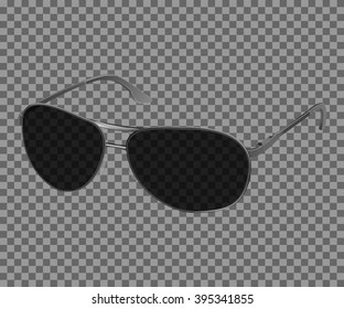 Vector trendy realistic black eye glasses, Modern sunglasses isolated on transparent background. Illustration Template for your design.