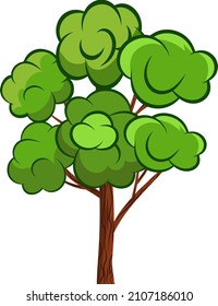 Árbol de dibujos animados realistas y de moda para Park, Forest y otras escenas paisajísticas. Decoración y escena de la animación del vectores de árbol de dibujos animados de moda. Aislado sobre fondo blanco.