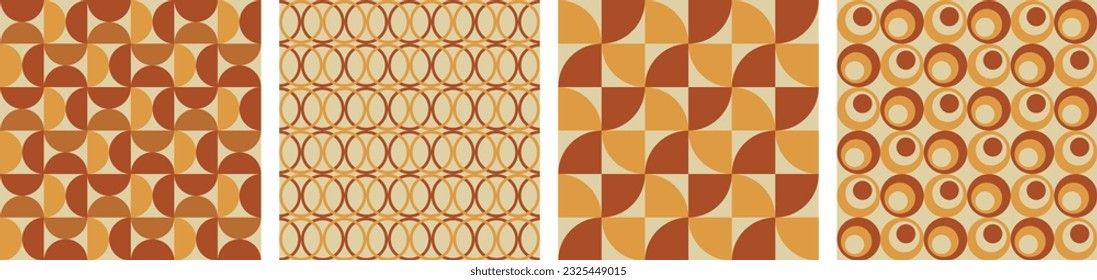 Vector trendy retro set geometric seamless patterns modern abstract background