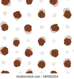 Vector trendy seamless floral pattern. Stylized hand drawn brown roses.