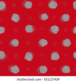 Vector trendy seamless floral pattern. Stylized hand drawn gray roses.