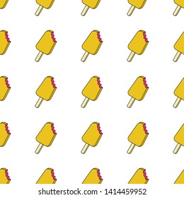 Vector trendy seamless pattern with bitten ice cream. Modern summer fashion print background