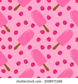 Vector trendy seamless pattern with bitten ice cream. Modern summer fashion print background