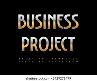 Vector trendy sign Business Project. Stylish Gold Font. Modern Artistic Alphabet Letters and Numbers set.