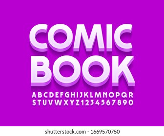 Vector trendy sign Comic Book with modern Font. Set of Alphabet Letters and Numbers