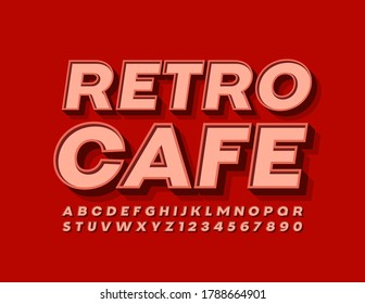 Sinal moderno vetor Café Retro com Fonte Vermelha Clássica. Letras e Números Alfabéticos Antigos 3D