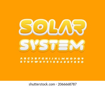 Sistema de señalización solar de moda vectorial. Fuente creativa original. Letras y números alfabéticos artísticos