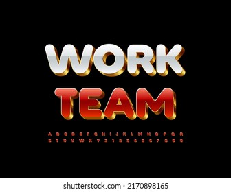 Señal de moda vectorial Team Work. Fuente 3D premium. Letras y números de alfabeto creativos