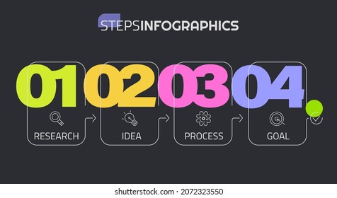 Vector trendy step by step infographics design. Linear and neomorphism