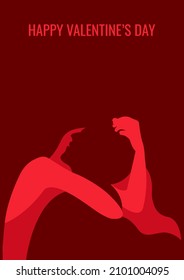 vector trendy stylized illustration of two people in love hugging in a red color palette. useful as a card for Valentine's Day or International Hug Day, for print, poster, web and graphic design.