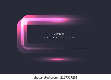 Vector trendy template with neon shiny pink rectangle on the black background