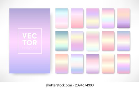 Vector trendy unicorn gradient pastel color background set  Vertical colorful rainbow gradient cover template design  Vivid backgrounds collection for graphic design  web  app 
