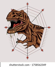 Vector t-rex who was very angry, staring and grinning. dinosaur tyrannosaurus rex. logo dino illustration
