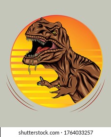Vector t-rex que estaba muy enfadado, mirando y sonriendo. tiranosaurio de dinosaurio rex. ilustración de dino de logotipo