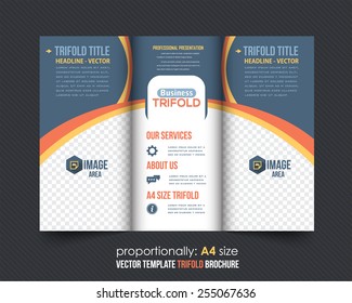 Vector Tri Fold Brochure Design. Corporate Leaflet, Cover Template