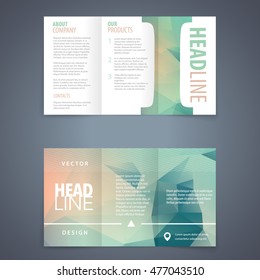 vector tri fold brochure flyer template with modern triangle background and letter i star abstraction up background scene performance fashionable empty contract fancy imprint concept original magazine