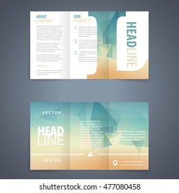 vector tri fold brochure flyer template with modern triangle background and letter l star conceptual up scene performance trendy empty business fancy print concept original report brochure showing ent