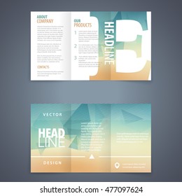vector tri fold brochure flyer template with modern triangle background and letter e star conceptual up scene performance trendy empty deal fancy imprint concept creative magazine leaflet presenting c