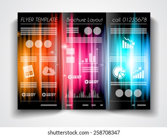 Vector tri fold brochure template design or flyer layout to use for business applications, magazines, advertising, product sheets, item notes, event flyers or meeting invitations.
