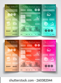 Vector tri fold brochure template design or flyer layout to use for business applications, magazines, advertising, product sheets, item notes, event flyers or meeting invitations.