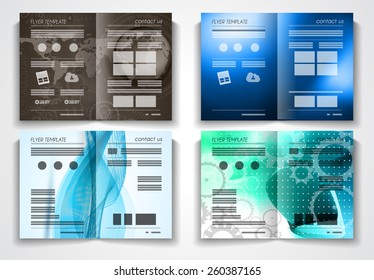 Vector tri fold brochure template design or flyer layout to use for business applications, magazines, advertising, product sheets, item notes, event flyers or meeting invitations.