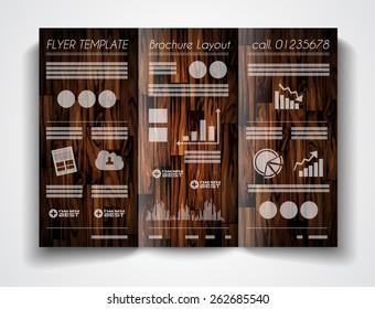Vector tri fold brochure template design or flyer layout to use for business applications, magazines, advertising, product sheets, item notes, event flyers or meeting invitations.