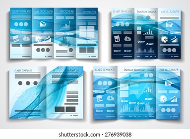 Vector tri fold brochure template design or flyer layout to use for business applications, magazines, advertising, product sheets, item notes, event flyers or meeting invitations.