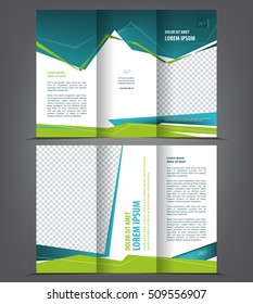 Vector tri fold brochure template design, concept business trifold leaflet, 3 fold blue vector flyer layout