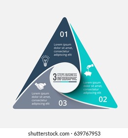 Vector triagle infographic. Template for cycle diagram, graph, presentation and chart. Business concept with 3 options, parts, steps or processes. Data visualization.