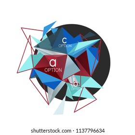 Vector triangle abstract background with wire triangular elements, low poly concept, minimal modern illustration