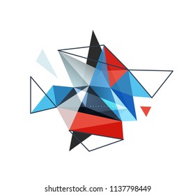 Vector triangle abstract background with wire triangular elements, low poly concept, minimal modern illustration