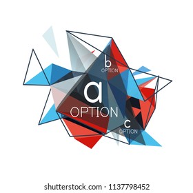 Vector triangle abstract background with wire triangular elements, low poly concept, minimal modern illustration