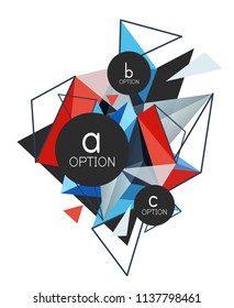 Vector triangle abstract background with wire triangular elements, low poly concept, minimal modern illustration