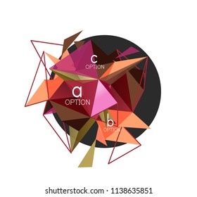 Vector triangle abstract background with wire triangular elements, low poly concept, minimal modern illustration