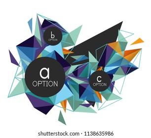 Vector triangle abstract background with wire triangular elements, low poly concept, minimal modern illustration