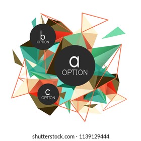 Vector triangle abstract background with wire triangular elements, low poly concept, minimal modern illustration